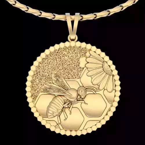 Bee pendant silver gold printable jewelry 3D model