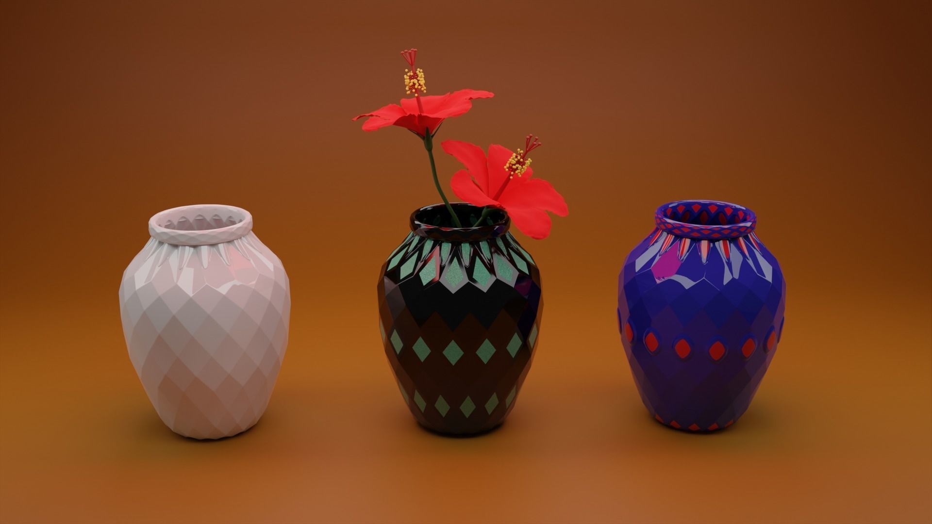 3D Flower and tops 3D model_1