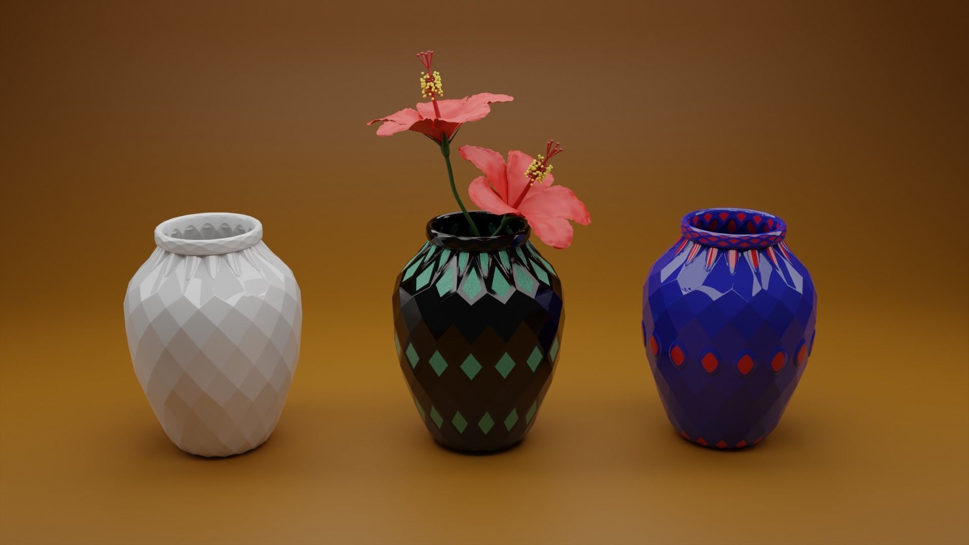 3D Flower and tops 3D model_5
