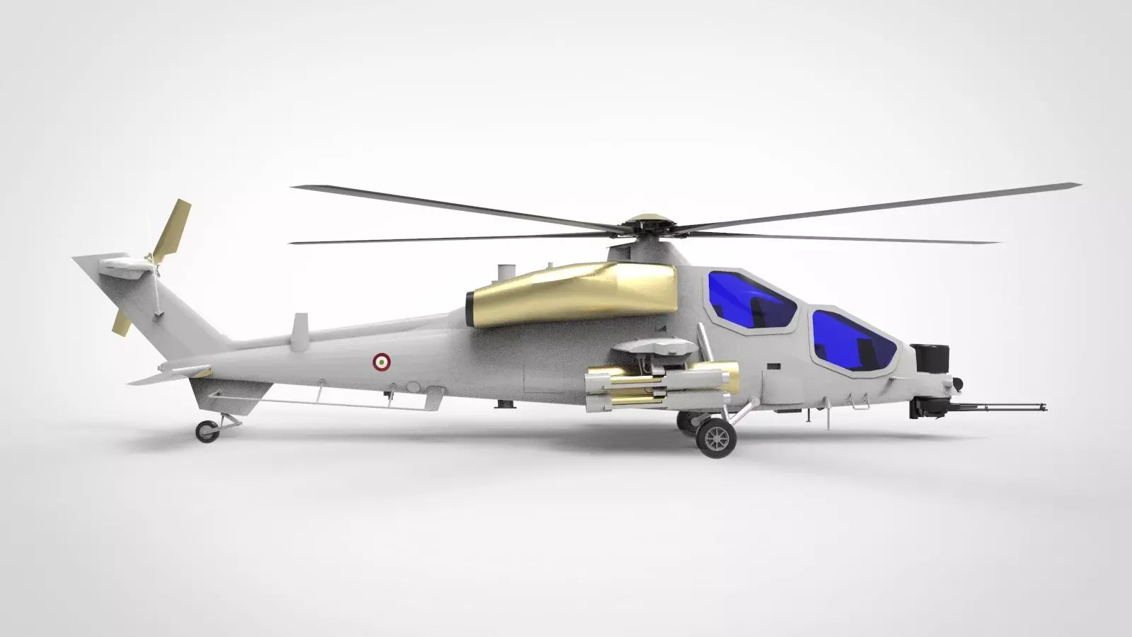 Agusta A129 Mangusta white brass 3D model