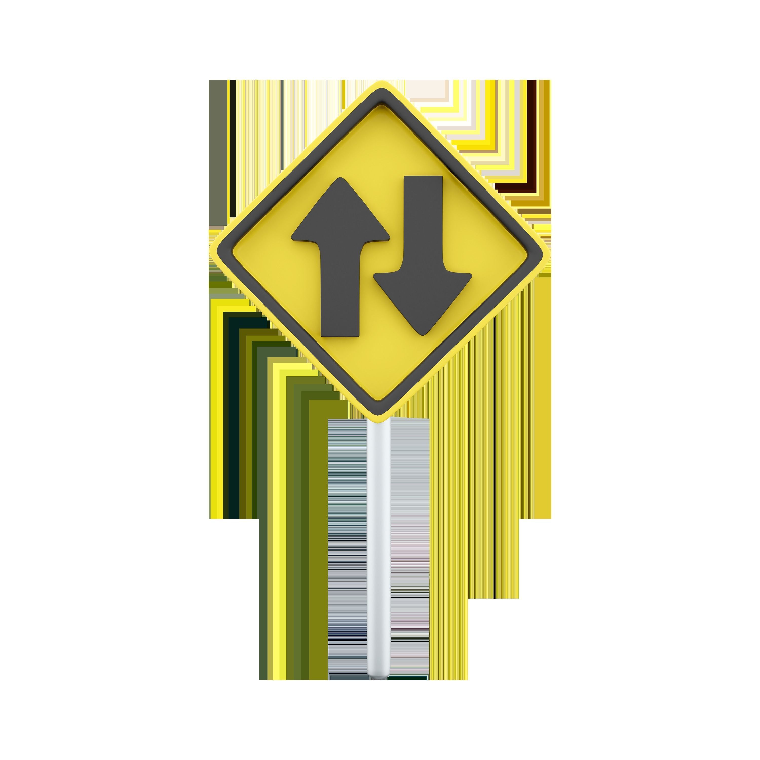  3d Turn left ahead sign  cartoon icon 3D model_6