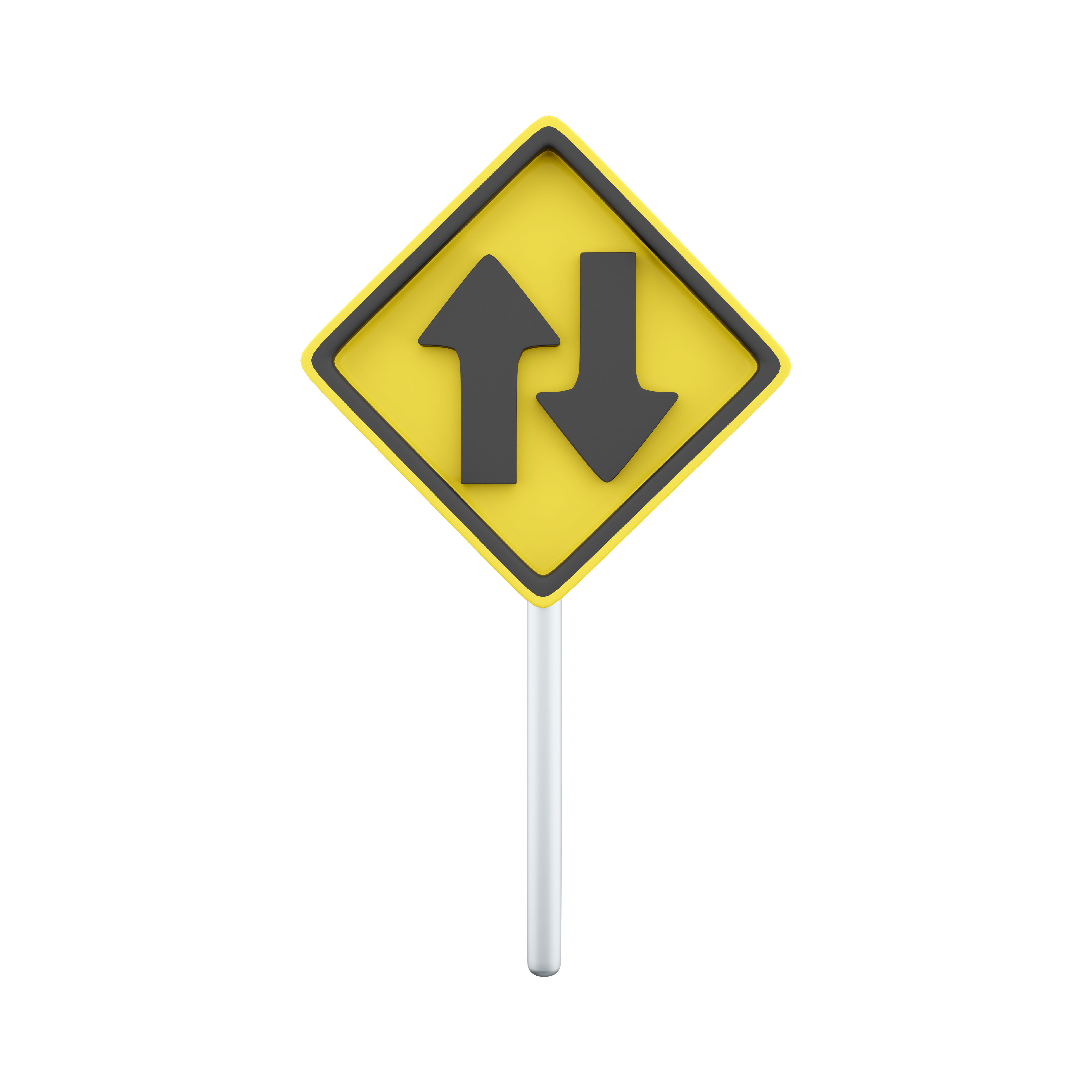 3d Turn left ahead sign  cartoon icon 3D model_3