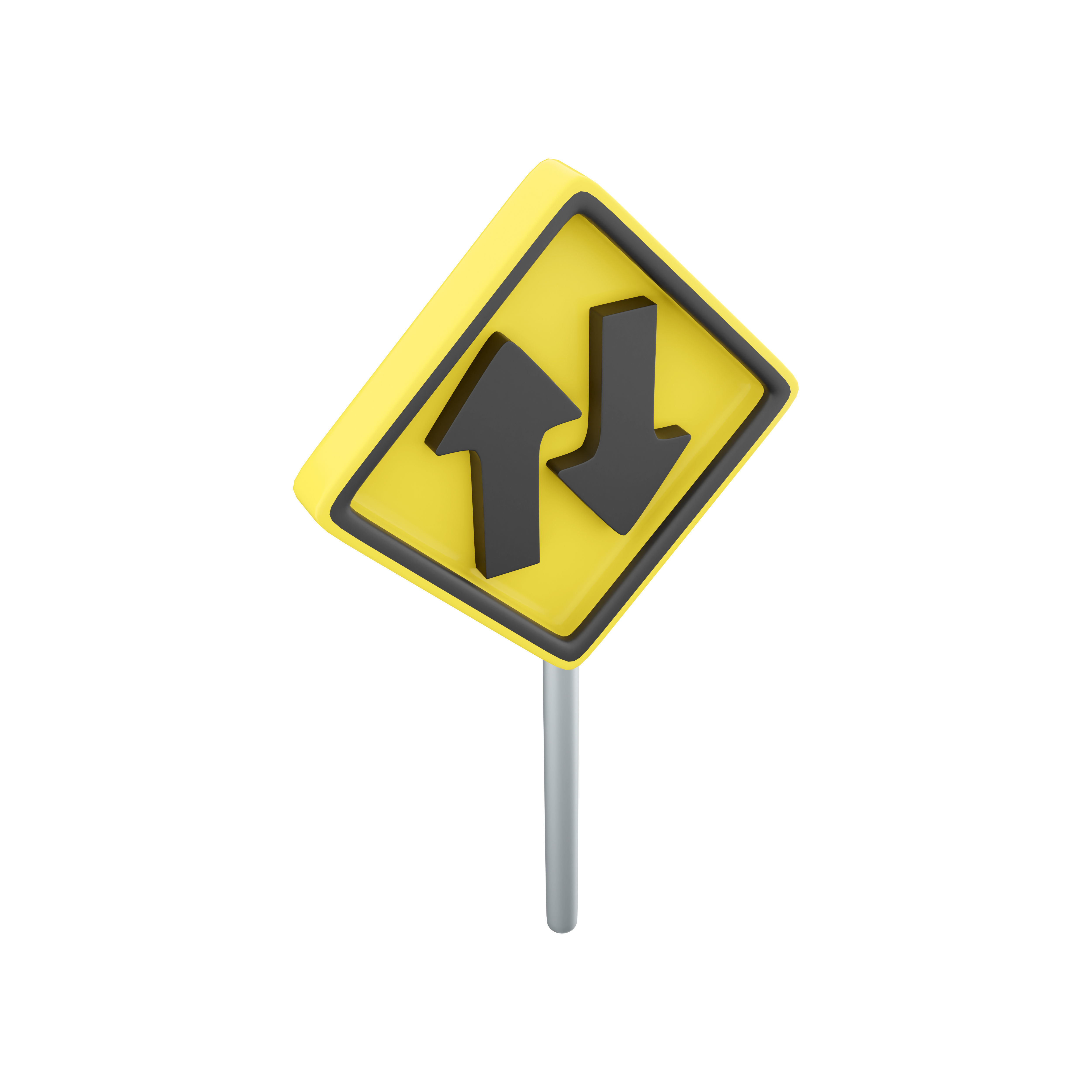  3d Turn left ahead sign  cartoon icon 3D model_4