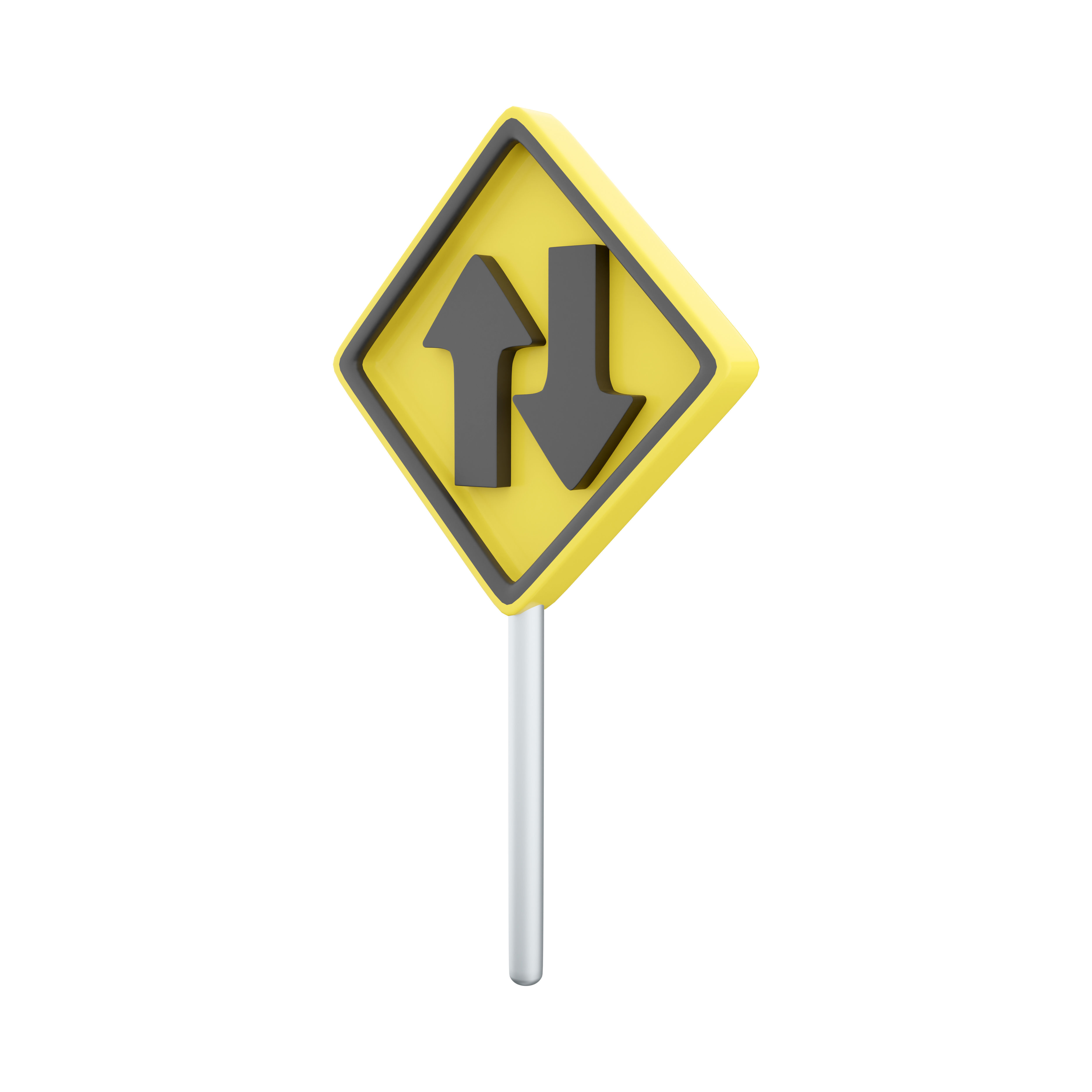  3d Turn left ahead sign  cartoon icon 3D model_2