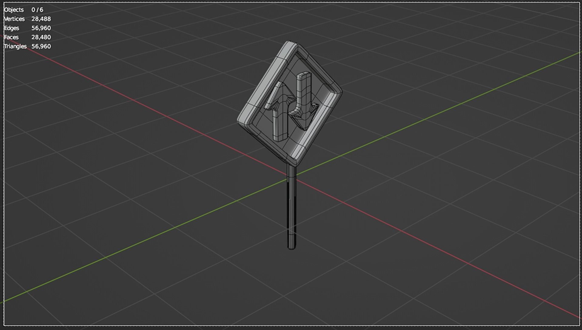  3d Turn left ahead sign  cartoon icon 3D model_5