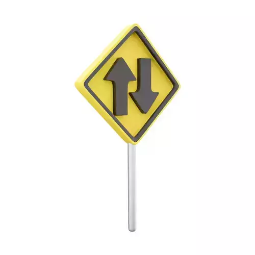  3d Turn left ahead sign  cartoon icon 3D model