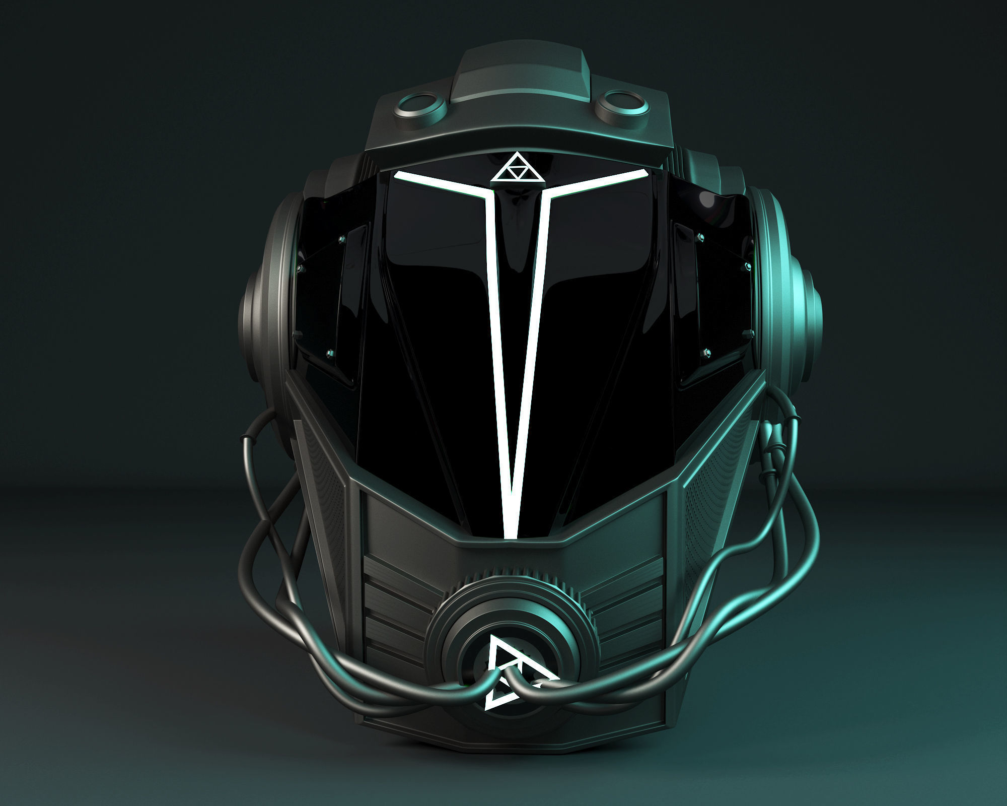 SCI-FI Helmat model Low-poly 3D model_2