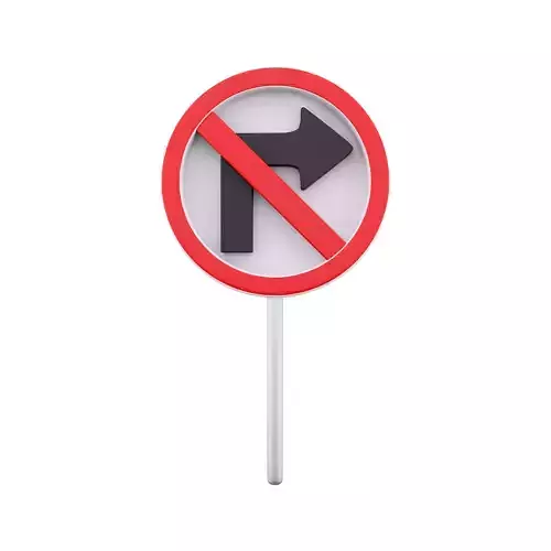 3d  Turn Right Traffic Road Sign  cartoon icon 3D model