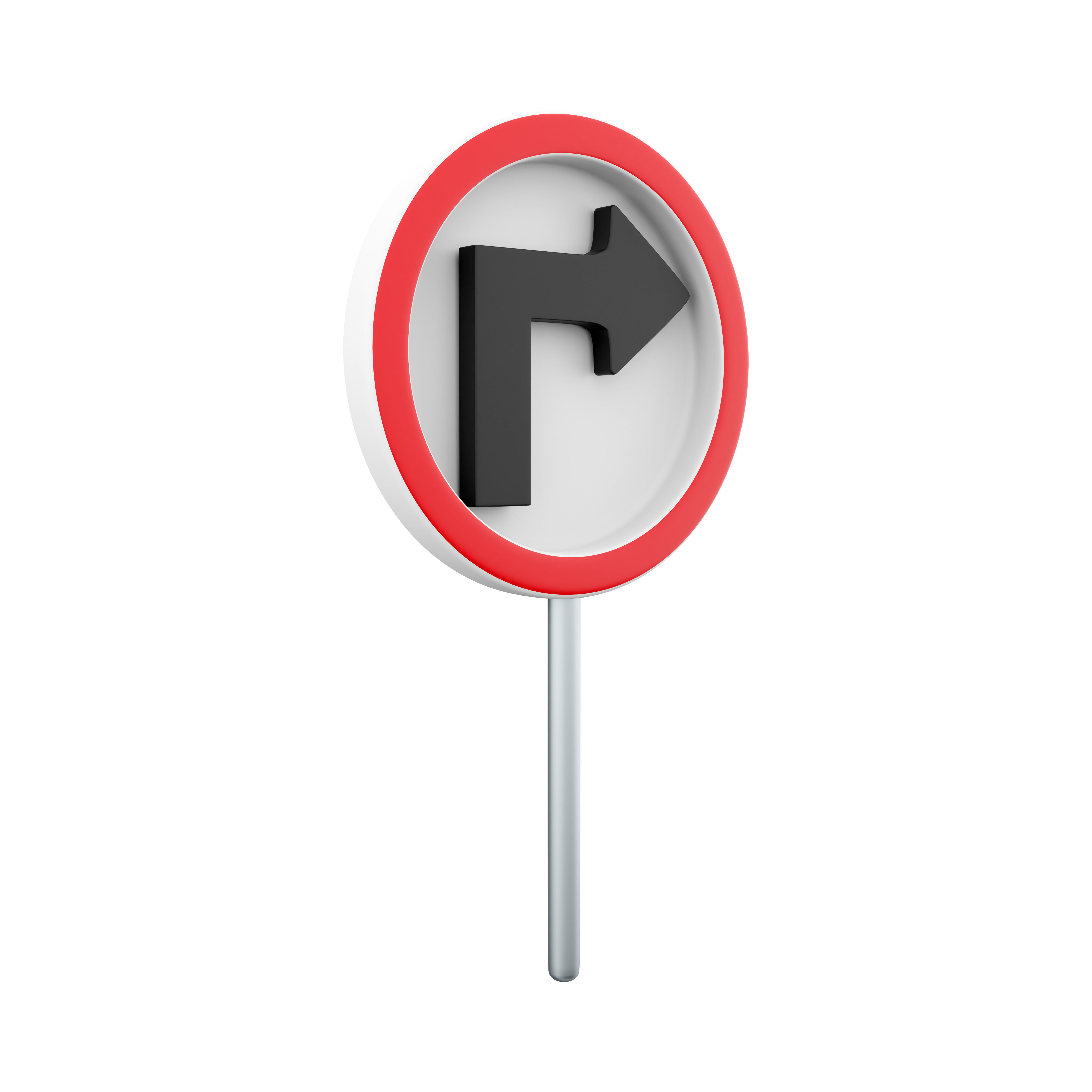 3d Turn Right Traffic Road Sign 3D model_5