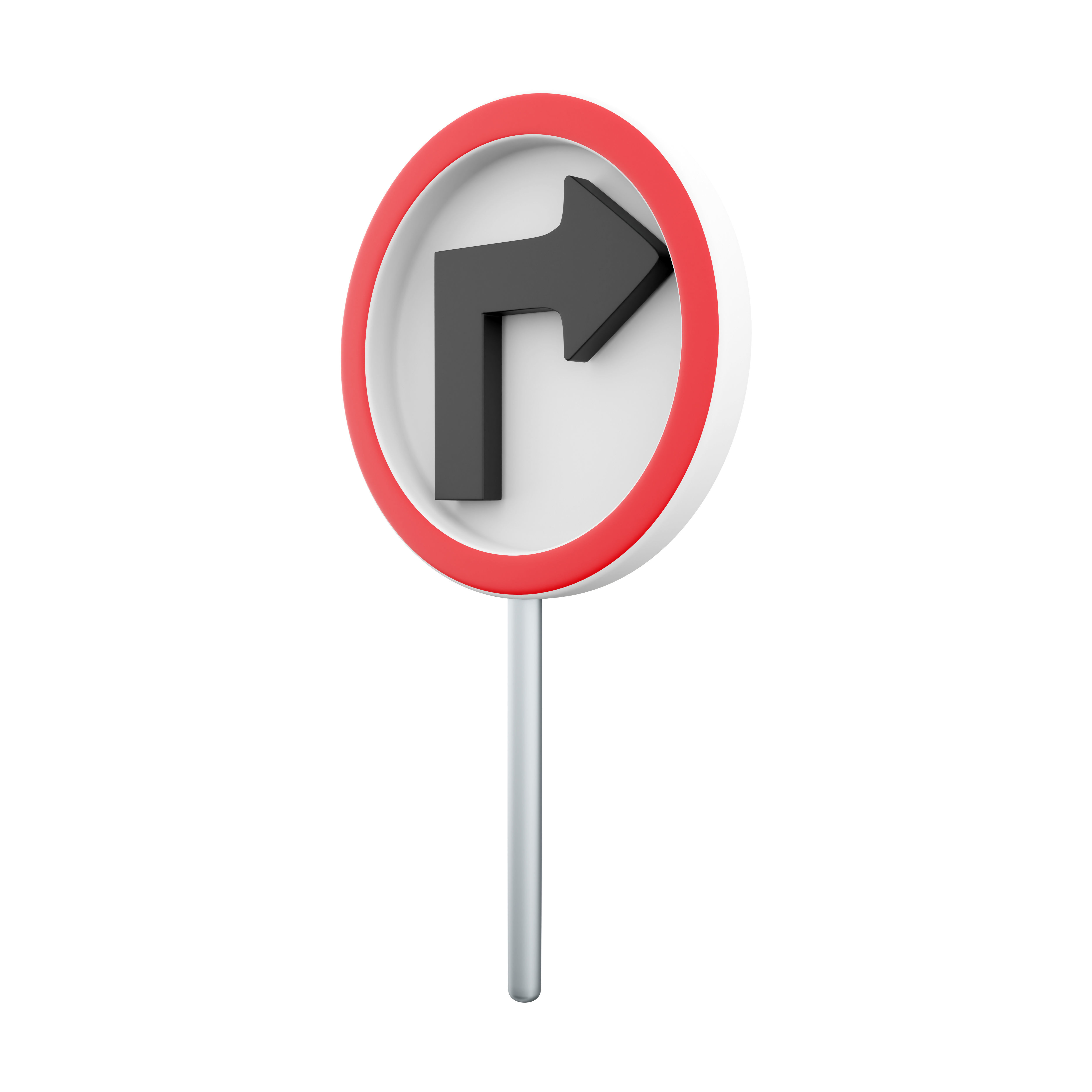 3d Turn Right Traffic Road Sign 3D model_4