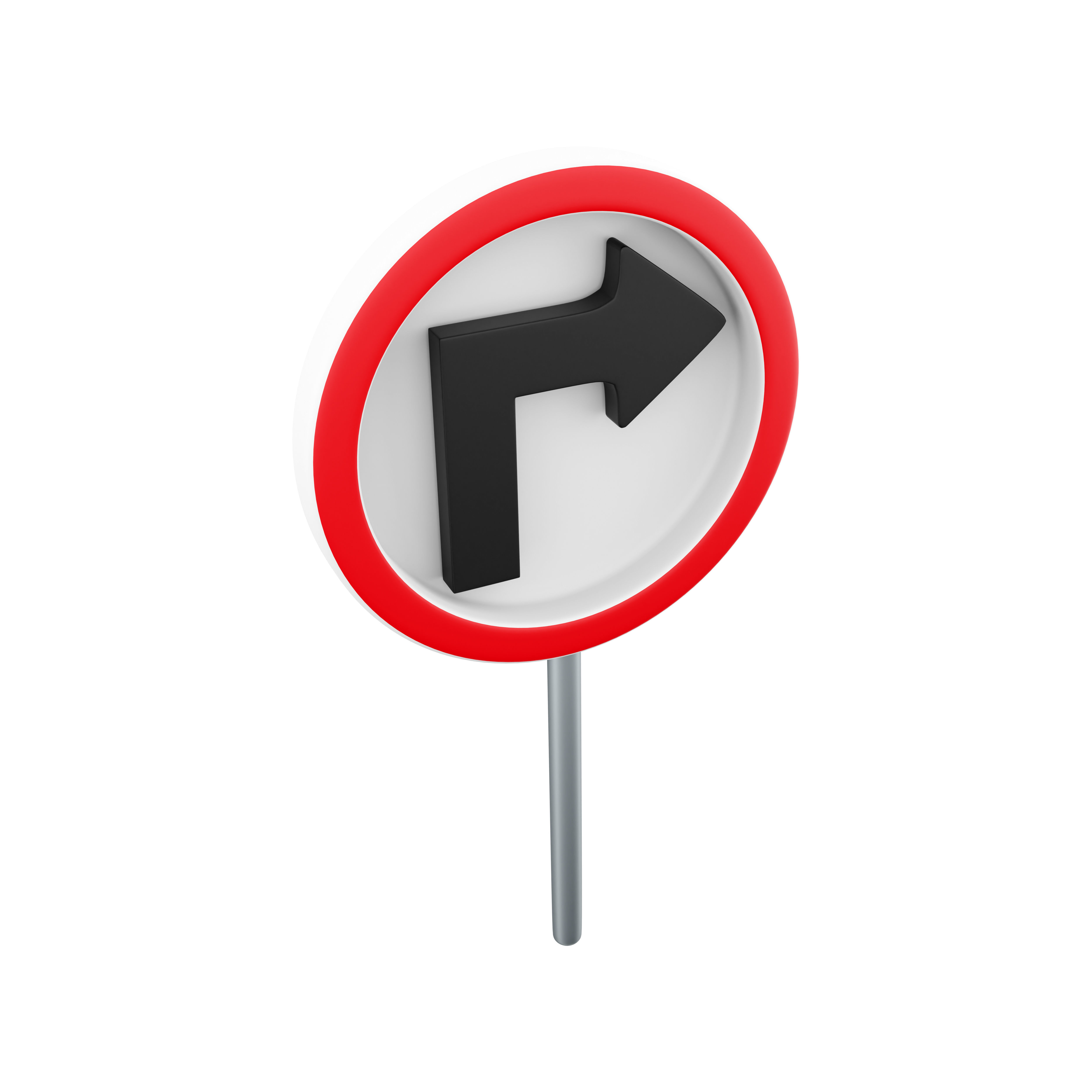 3d Turn Right Traffic Road Sign 3D model_1