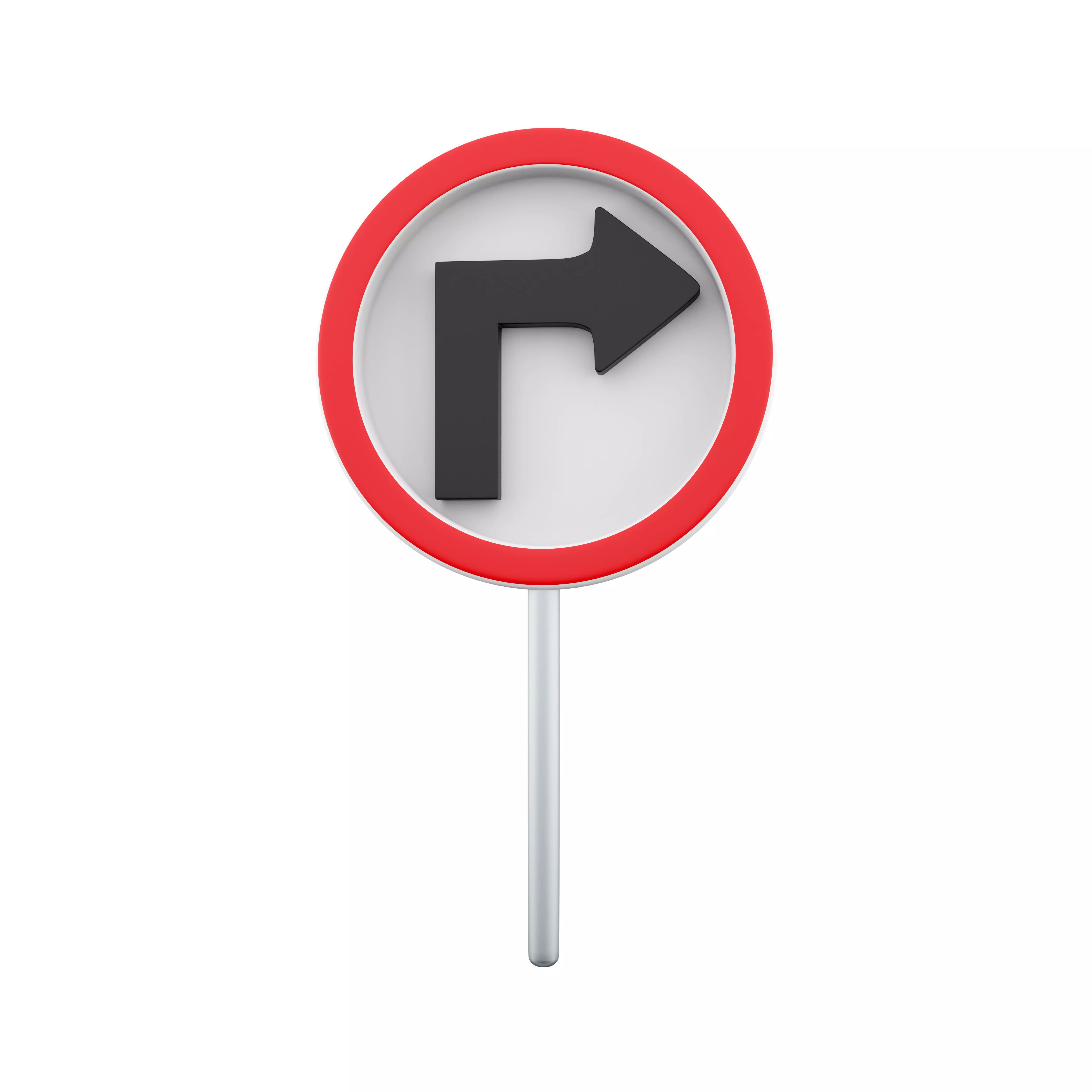 3d Turn Right Traffic Road Sign 3D model_0