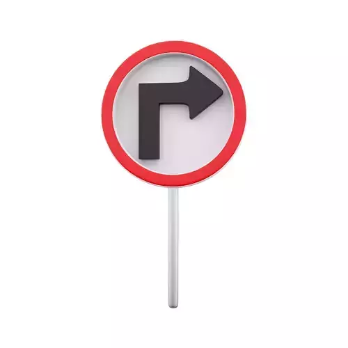 3d Turn Right Traffic Road Sign 3D model