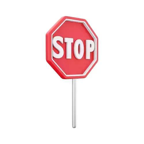 3D stop sign cartoon icon 3D model