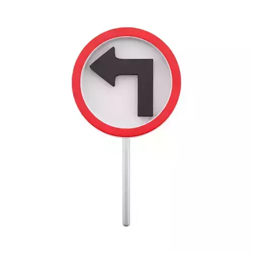 3d  Turn left ahead sign  cartoon icon