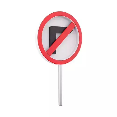 3d  No Right Turn Road Sign 3D model