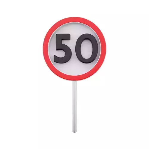 3d Road sign in speed limit at 50 km h