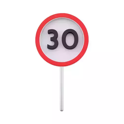 3d Thirty-speed limit traffic sign  icon
