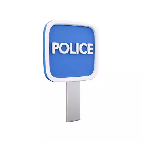3D Police road sign icon