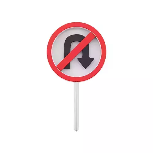 3d  Sticker No U-turn cartoon icon