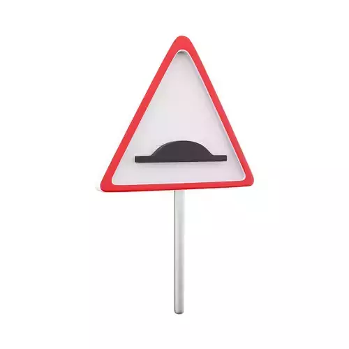 3d  Speed bumps warning of traffic signs