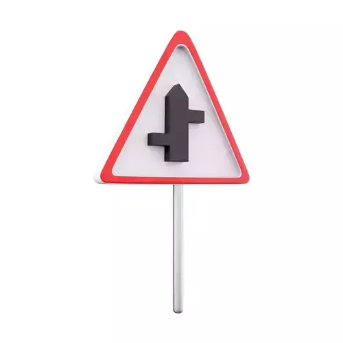 3d  Staggered junction sign cartoon icon