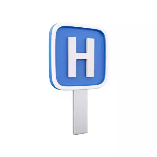 3d hospital road sign  cartoon icon 3D model