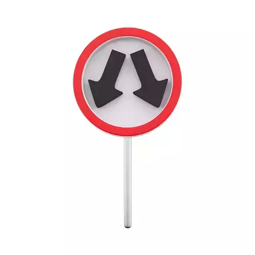 3D icon two-way road sign