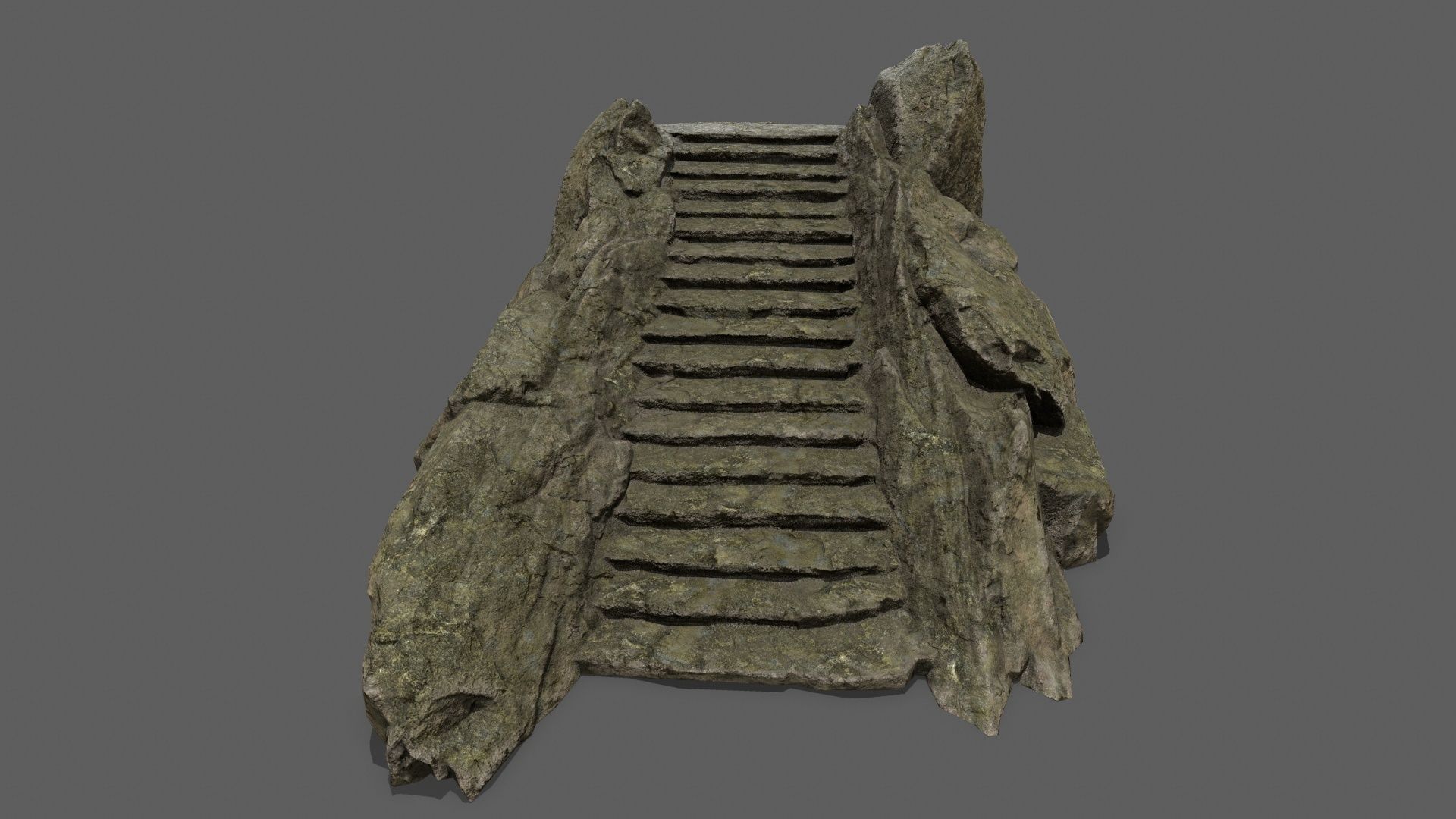 Stairs on rock Low-poly 3D model_10