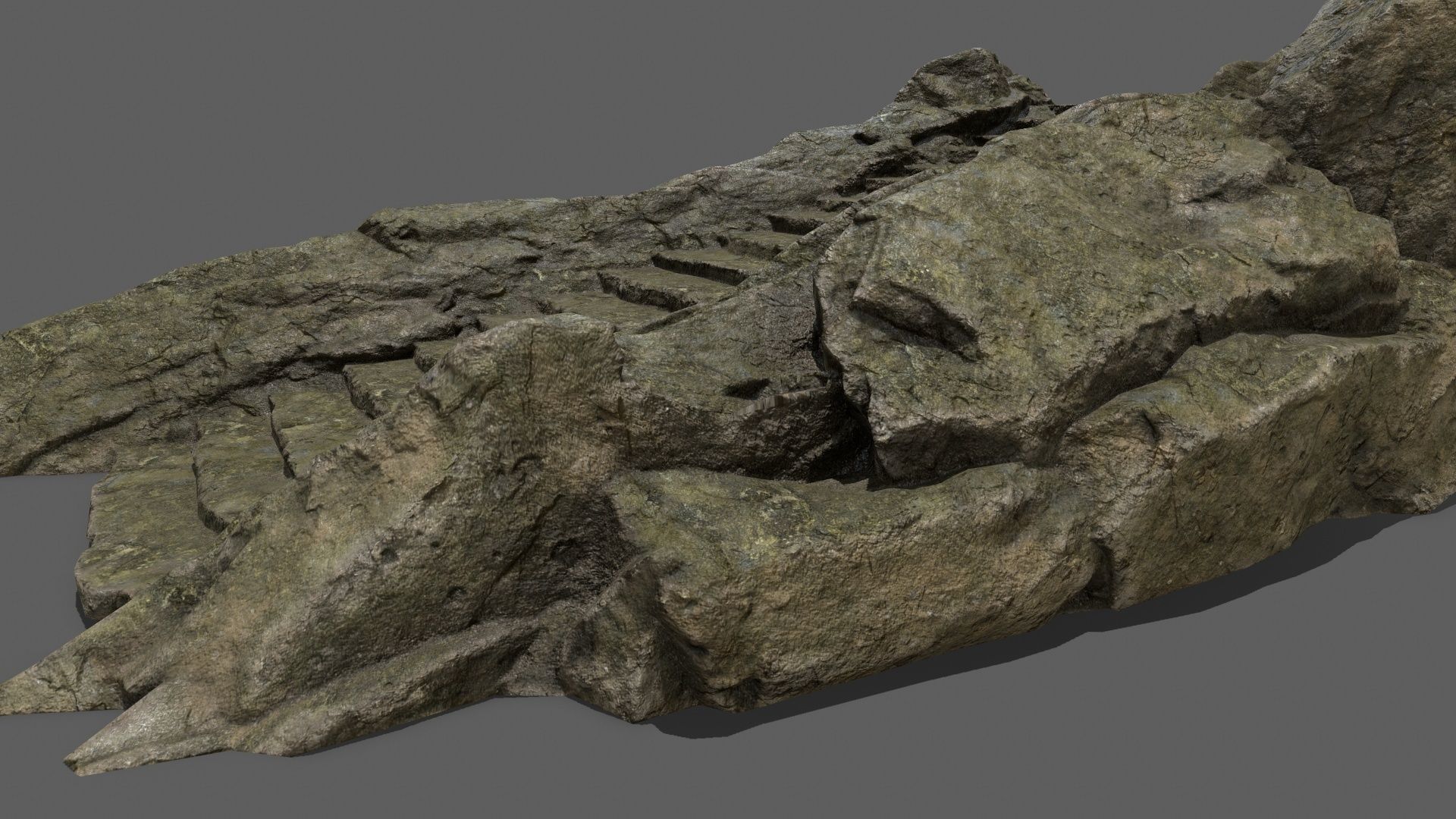 Stairs on rock Low-poly 3D model_11