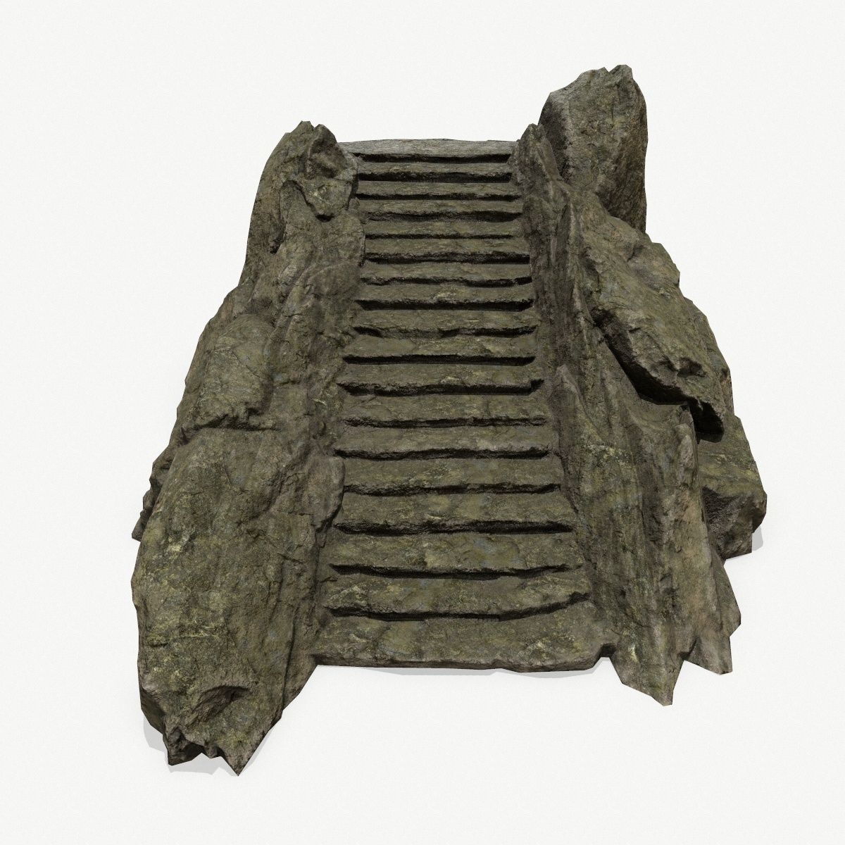 Stairs on rock Low-poly 3D model_6