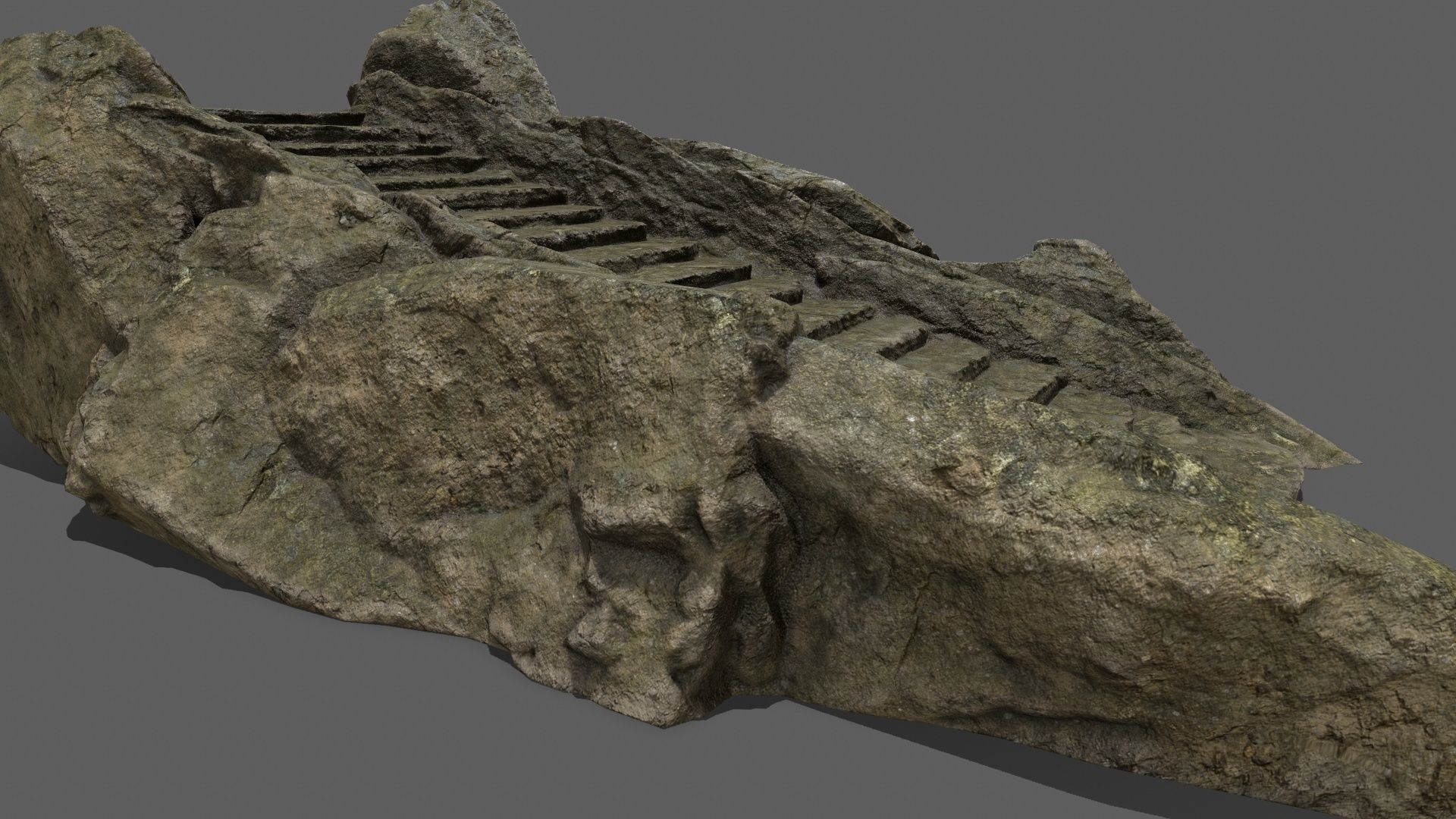 Stairs on rock Low-poly 3D model_13