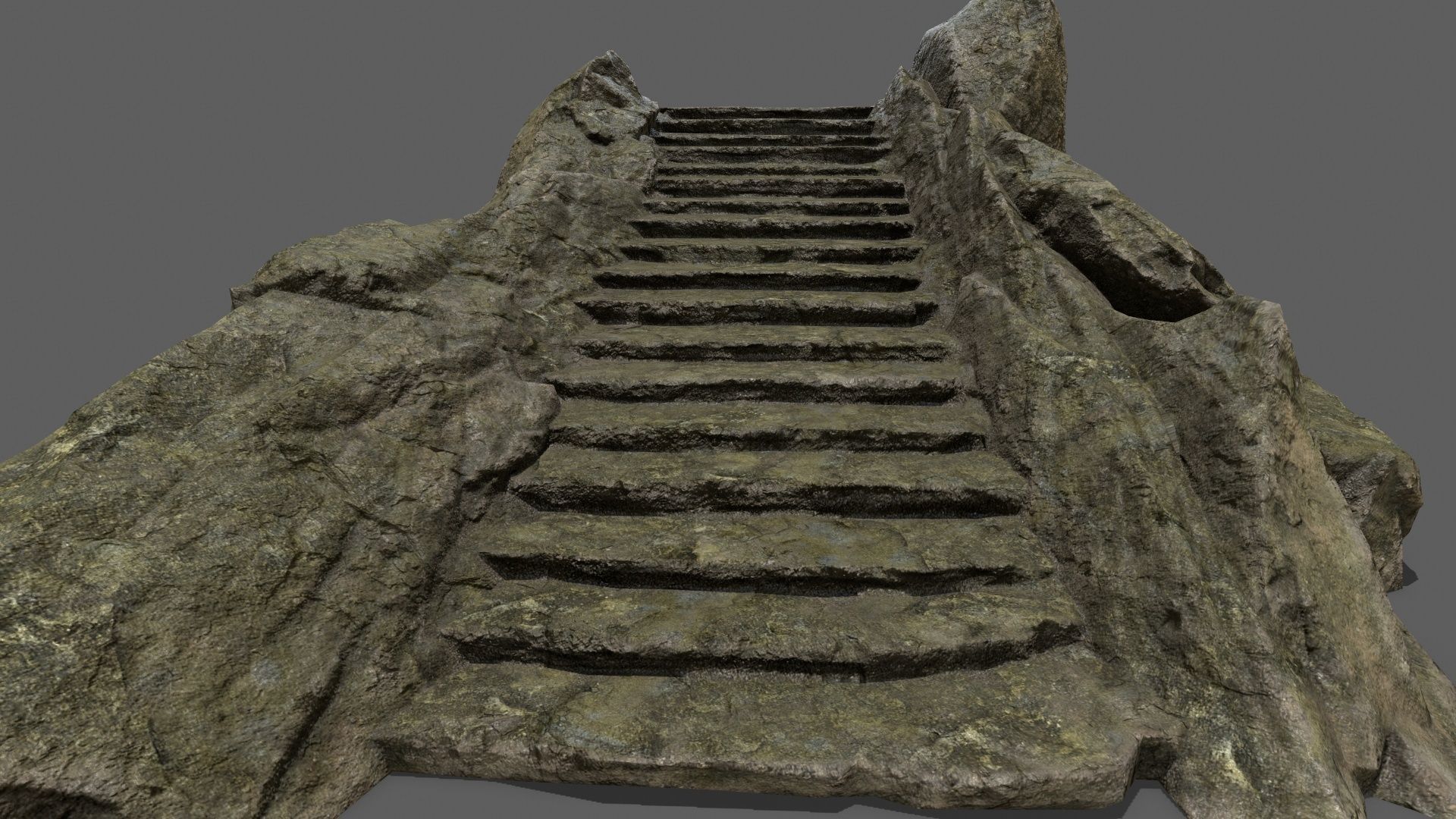 Stairs on rock Low-poly 3D model_12