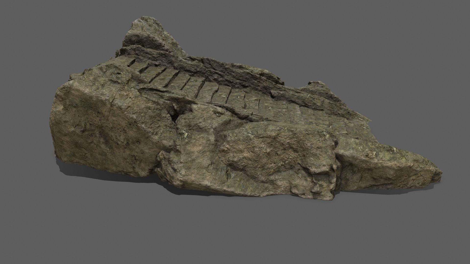 Stairs on rock Low-poly 3D model_8