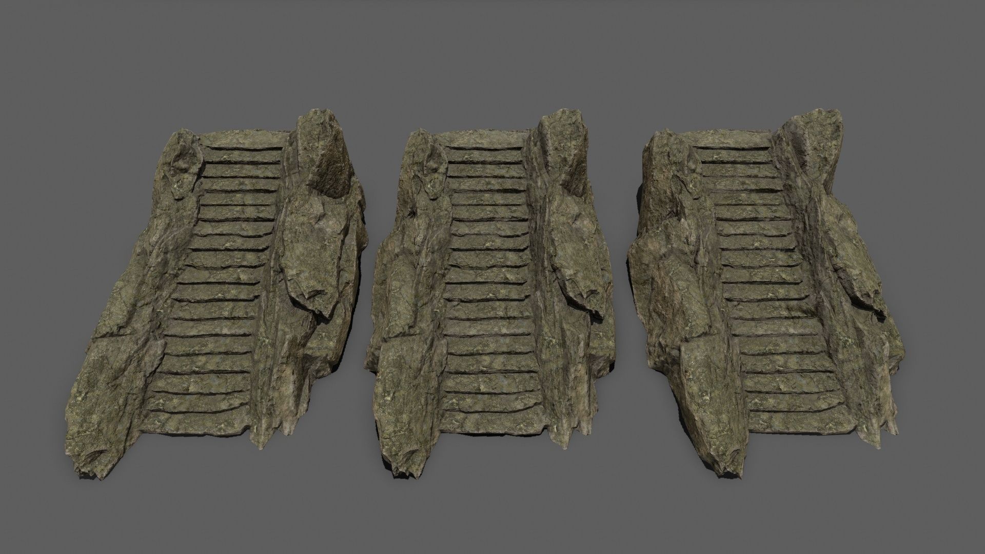 Stairs on rock Low-poly 3D model_18