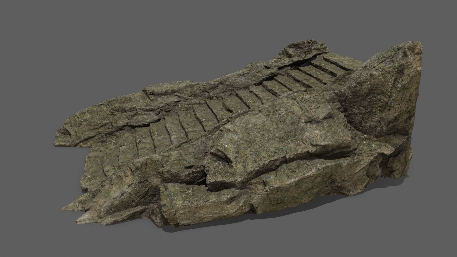 Stairs on rock Low-poly 3D model_2