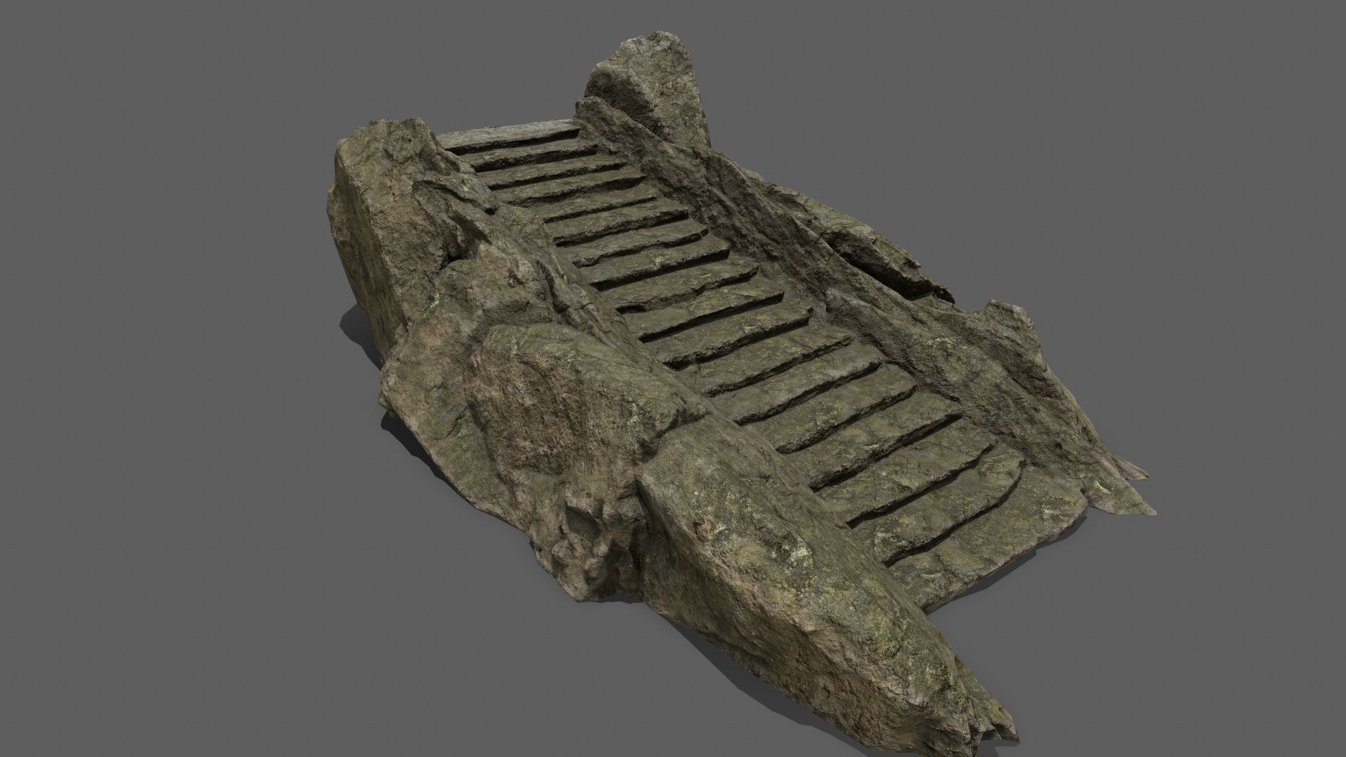 Stairs on rock Low-poly 3D model_9