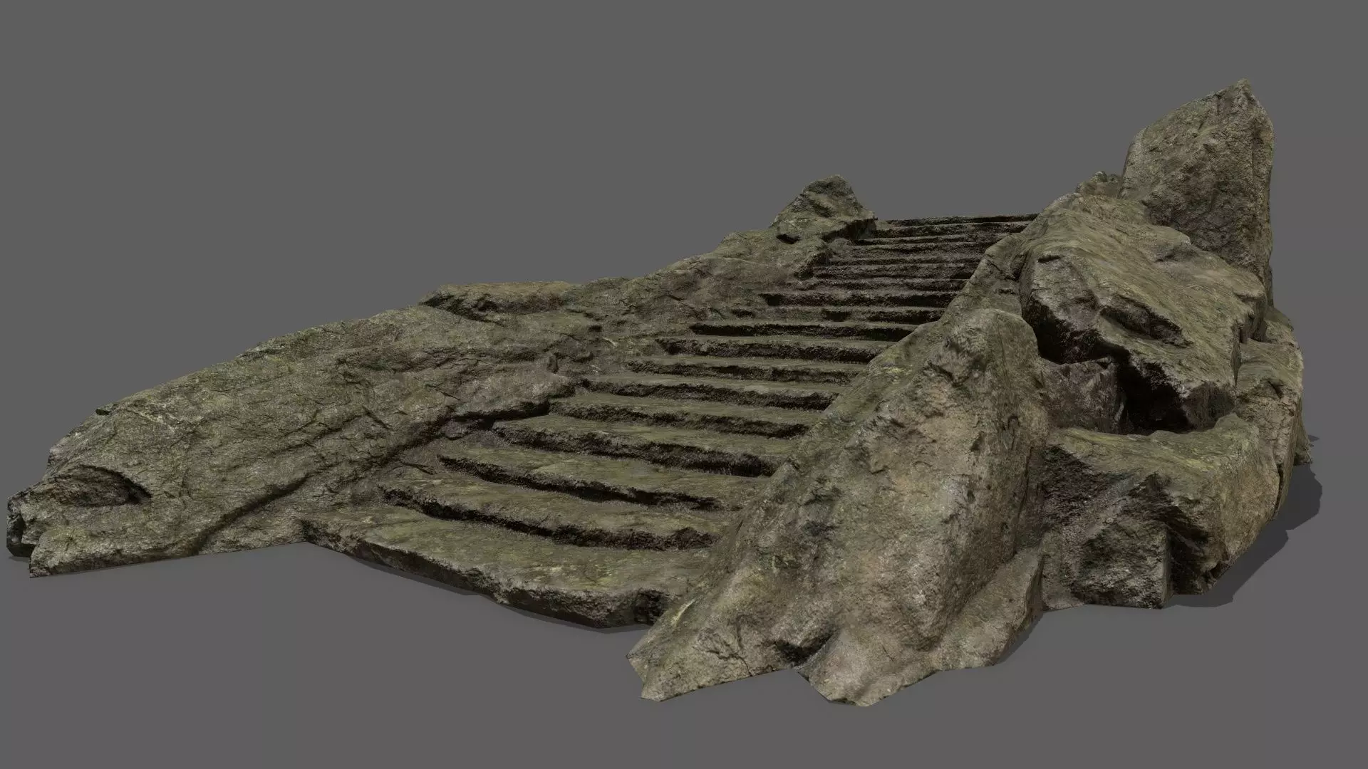 Stairs on rock Low-poly 3D model_0