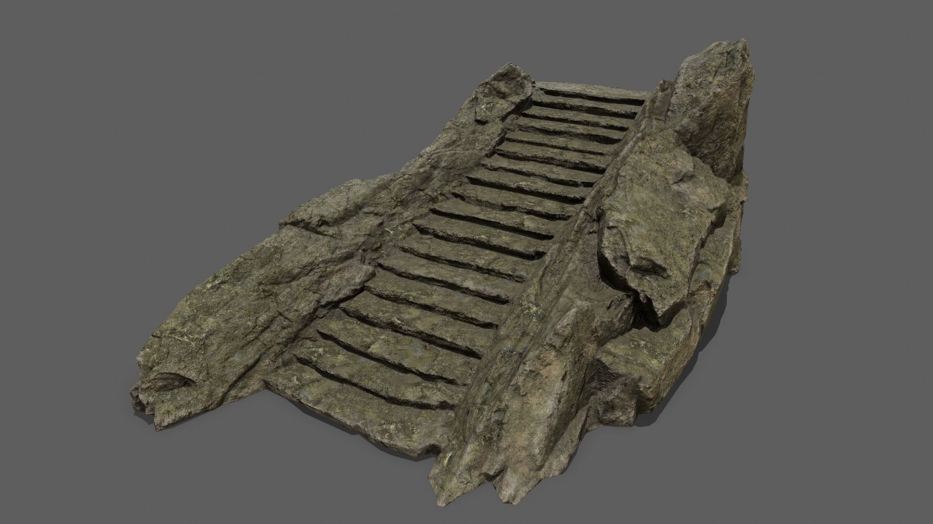 Stairs on rock Low-poly 3D model_1