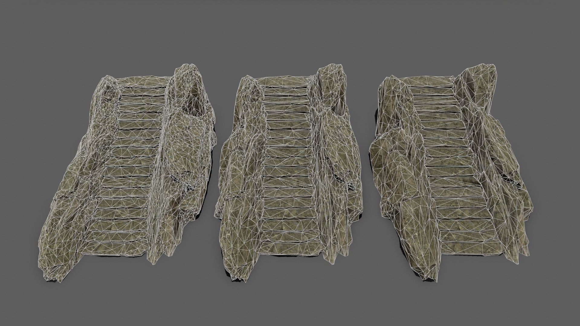 Stairs on rock Low-poly 3D model_19