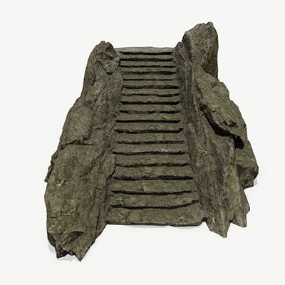 Stairs on rock Low-poly 3D model_17