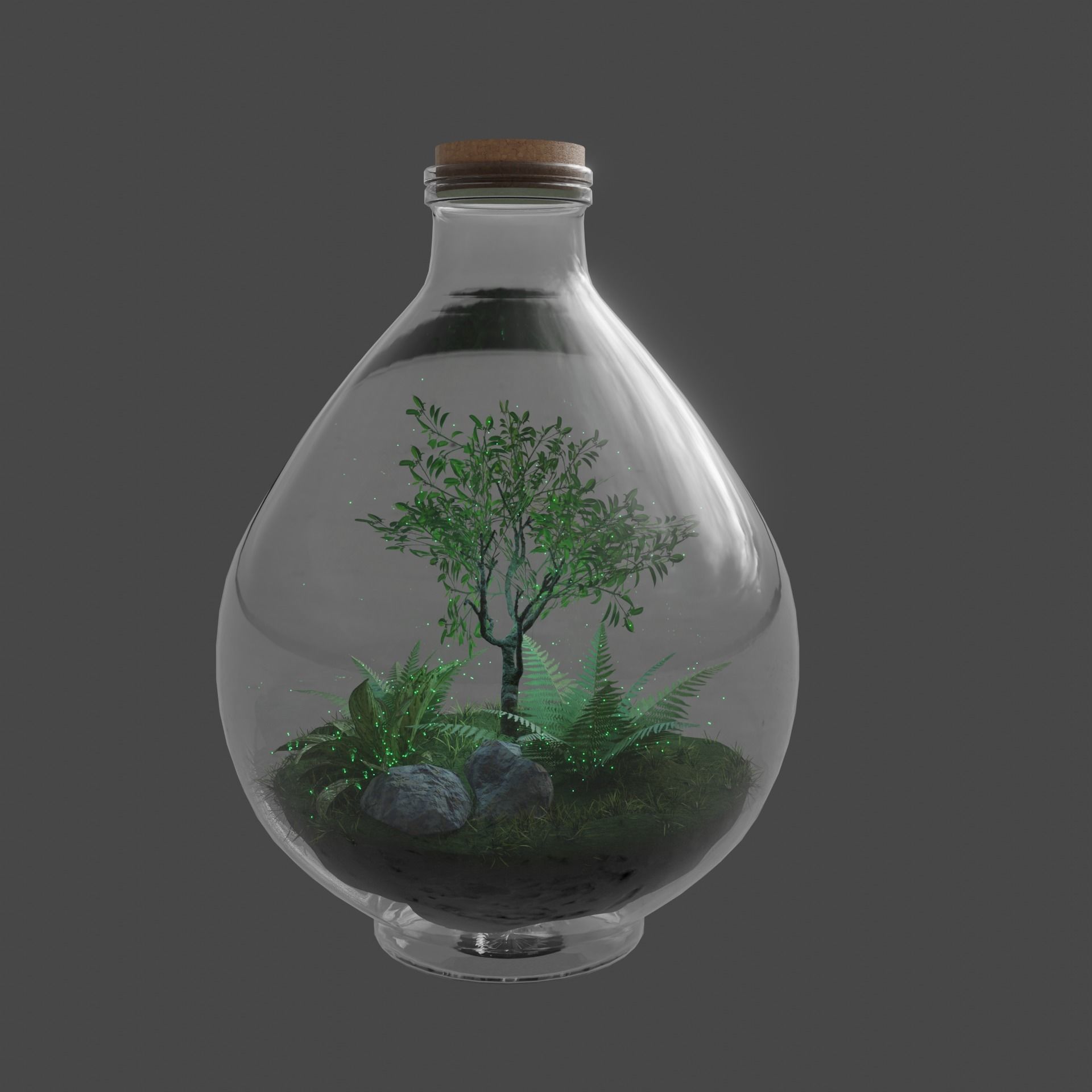 Florarium terrarium in bottle 3D model_1