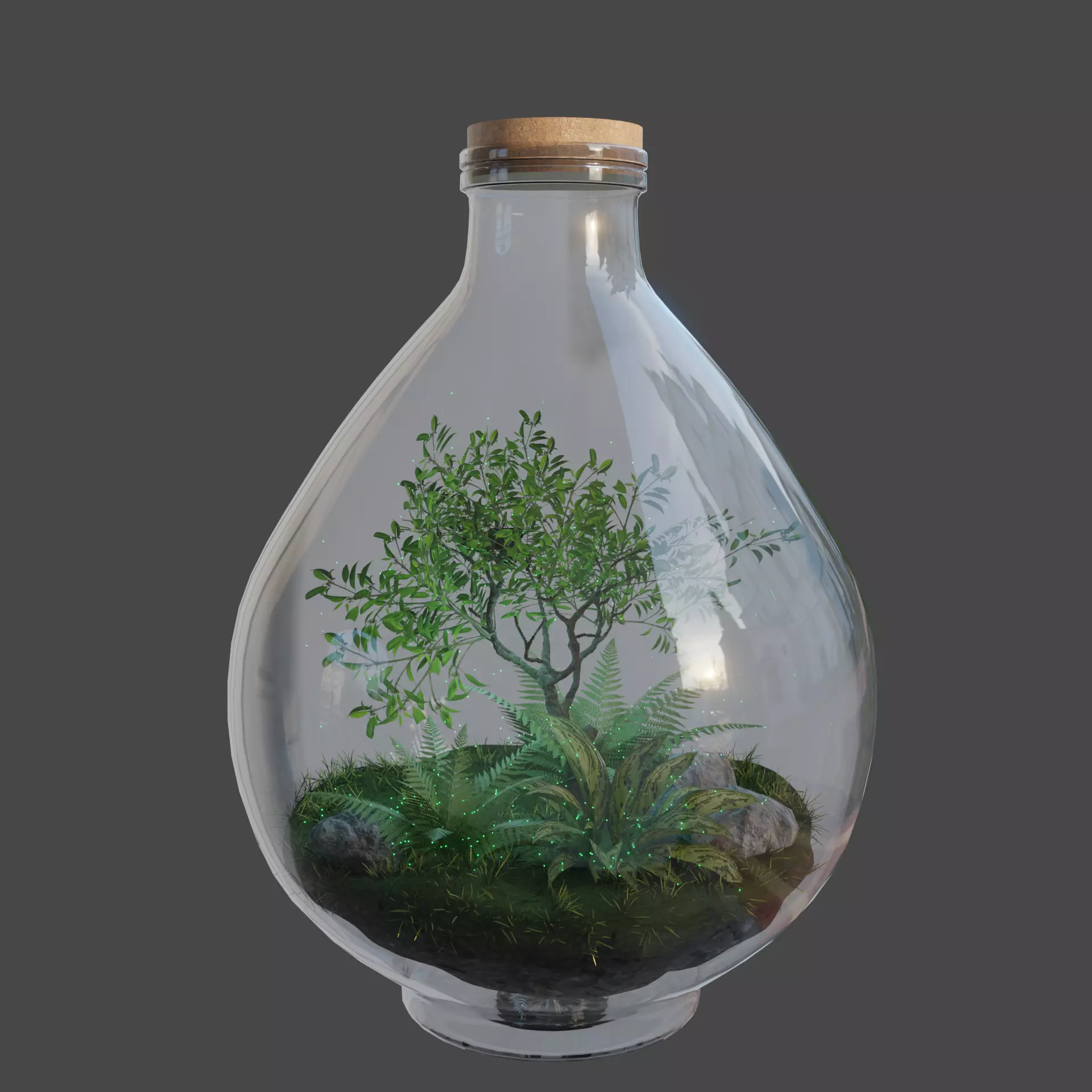 Florarium terrarium in bottle 3D model_0