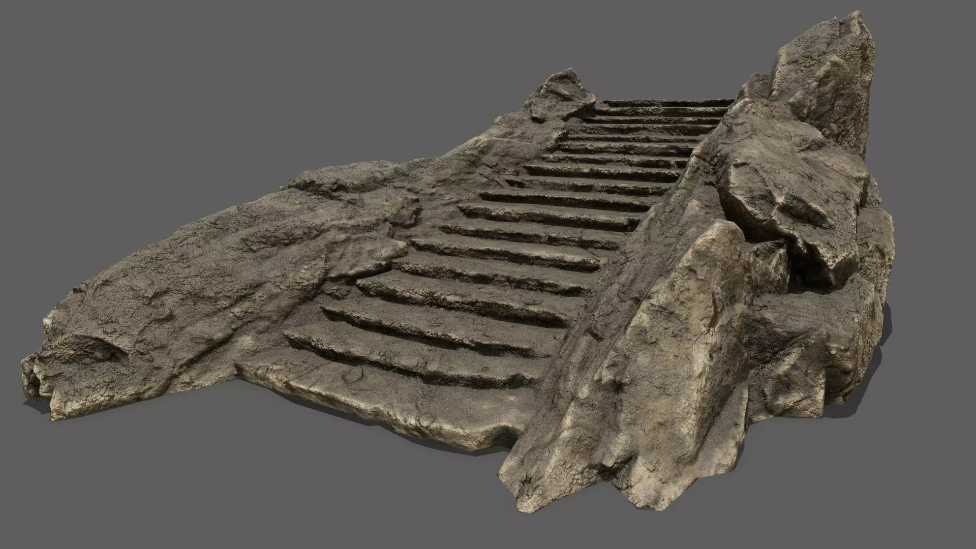 Stairs rock staircase Low-poly 3D model_0