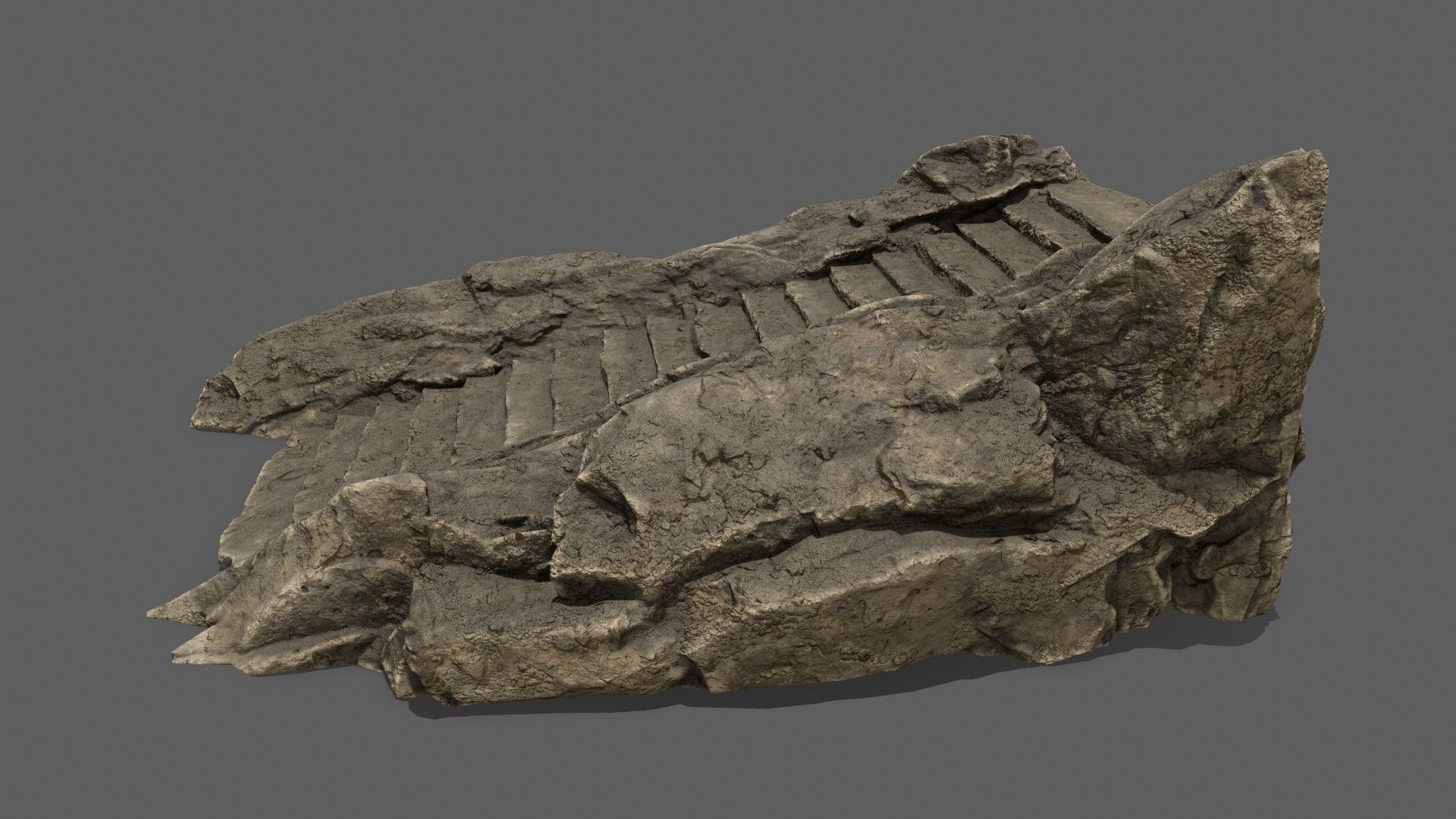 Stairs rock staircase Low-poly 3D model_3