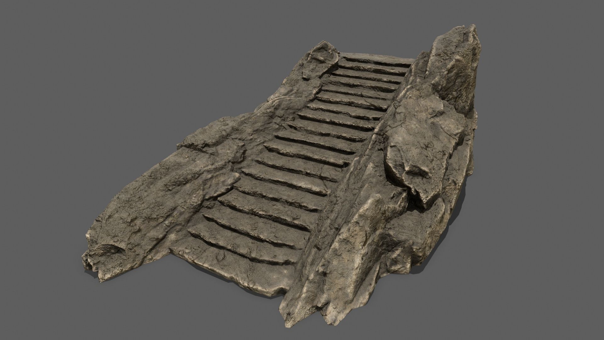 Stairs rock staircase Low-poly 3D model_1