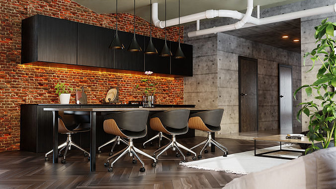 Loft Interior Scene In Native Blender File By-Vizfromblender 3D model 3