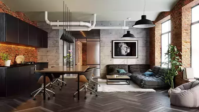 Loft Interior Scene In Native Blender File By-Vizfromblender 3D model