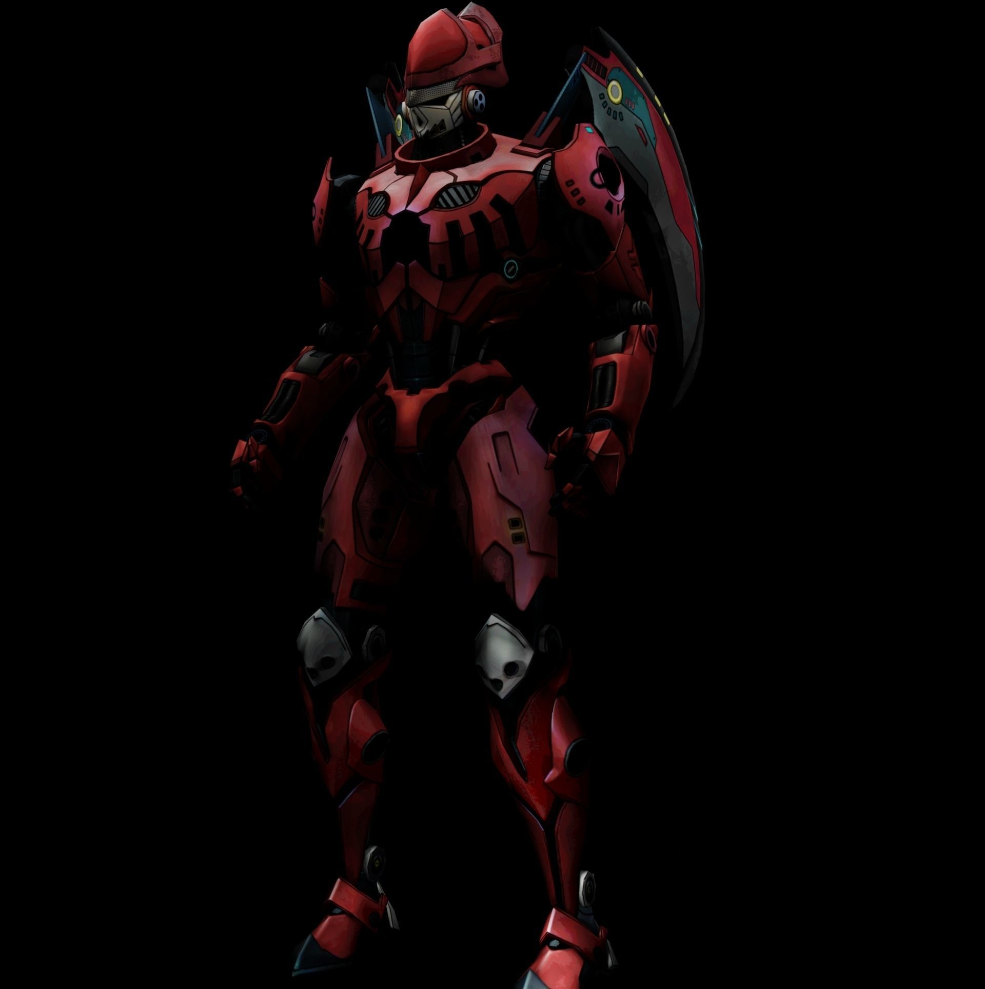 Cyberpunk halo armor Low-poly 3D model_3