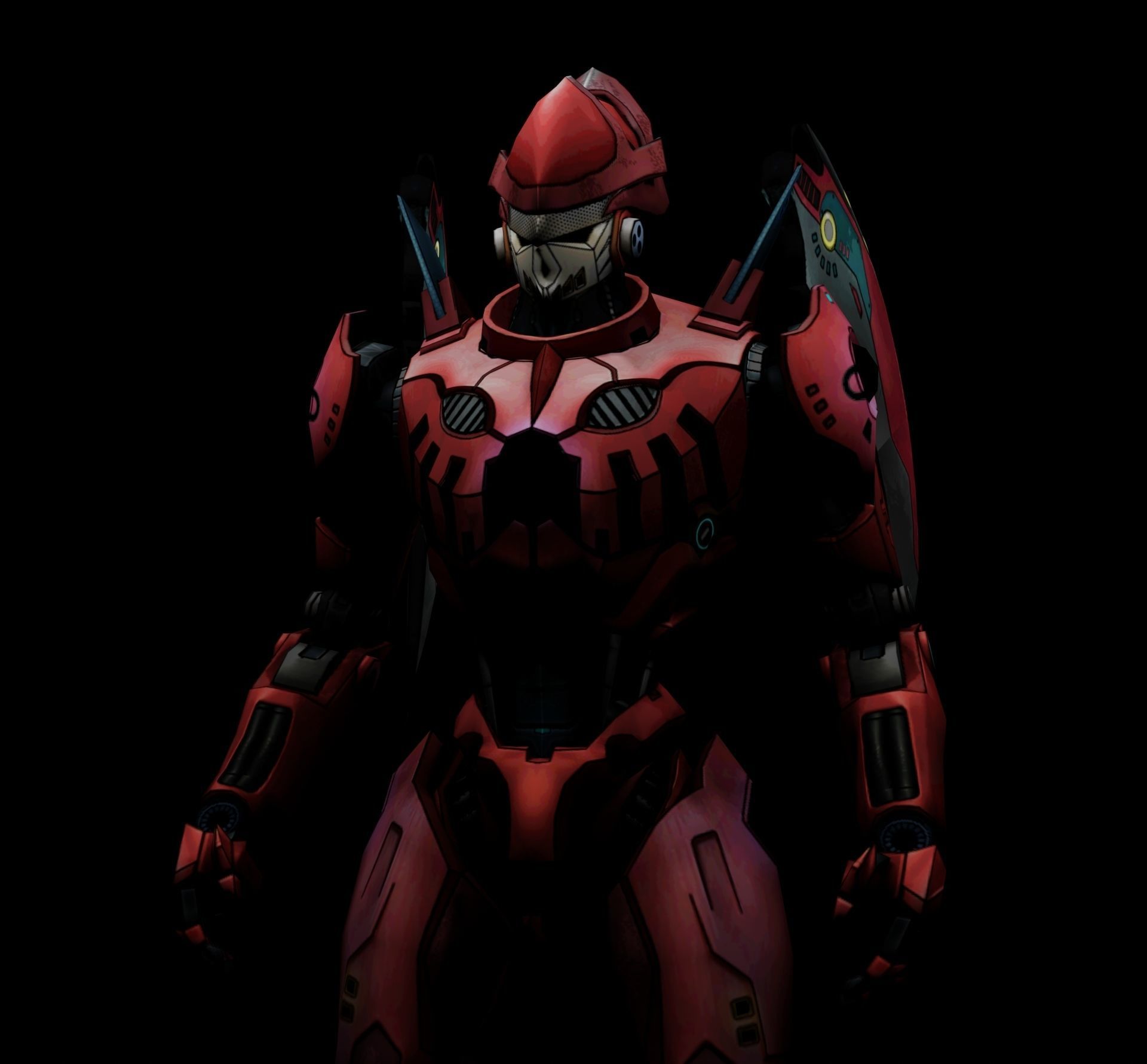 Cyberpunk halo armor Low-poly 3D model_4